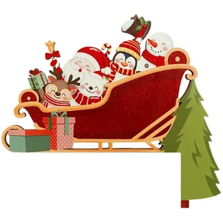 NSXIN Weihnachtsdeko Türrahmen Deko Weihnachtsmann Weihnachts Pinguin Holz Türdekoration Weihnachts Dekoration Tür Eckschild Dekoration Für Party, Ornament, Geschenk (Stil C)