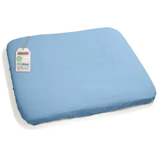 pic bear Wickelauflage Bezug 75x85 cm 100% Musselin Baumwolle (Airy Blue) | Praktische Ergänzung für den Wickelplatz – der Bezug lässt sich unkompliziert in den täglichen Wickelalltag integrieren
