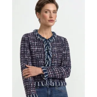 Kurzblazer RICHROYAL "Rich & Royal", Damen, Gr. 36, bunt (midnight blau), Obermaterial: 45% Baumwolle, 25% Polyacryl, 15% Polyamid, 10% Polyester, 3% metallisierte Fasern, 2% sonstige Fasern, Blazer Kurzblazer
