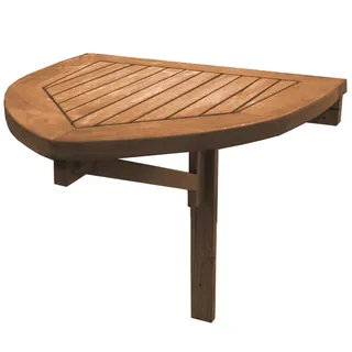 Teako Design Teak Wandklapptisch Sondrio rund, Platzsparender Balkontisch, Halbrunder Klapptisch, Teakholz Möbel, Wetterbeständig, Eleganter Outdoor Tisch (80 x 50 cm)