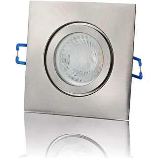 lambado® Premium LED Spot IP44 Edelstahl gebürstet - Hell & Sparsam inkl. 230V 5W GU10 Strahler warmweiß - Moderne Beleuchtung durch zeitlose Bad-Einbaustrahler/Deckenstrahler für Außen
