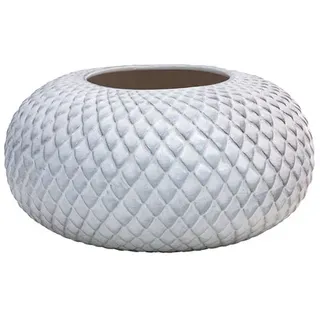 Dehner Keramik-Vase Tamir, bauchig, ca. Ø26/H13 cm, Weiß