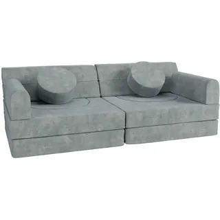 Kindersofa Kayo mit Cord Bezug & Kissen - hellgrün