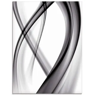 ARTland Wanddeko Glasbilder Wandbild Glas Bild einteilig 60x80 cm Hochformat Moderne Kunst Abstrakt Modern Rauch Welle Schwarz Weiß S7KQ