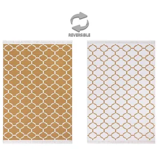 Jimri Teppich Kelim, Läufer, Wohnzimmer Teppich Flur Läufer goldfarben Läufer | 80 cm x 150 cm