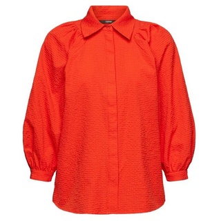Esprit Collection Langarmbluse Seersucker-Bluse mit bauschigen Ärmeln orange|rot S