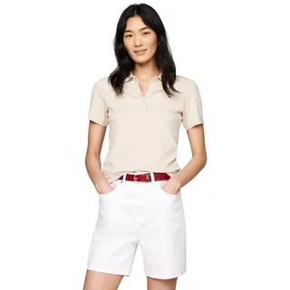 Tommy Hilfiger Damen Poloshirt Kurzarm Slim Fit, Beige (Classic Beige), XXL - XXL