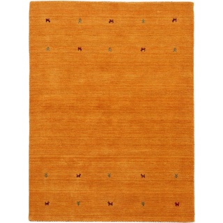 Wollteppich Gabbeh Uni, carpetfine, rechteckig, Höhe: 15 mm, reine Wolle, handgewebt, Gabbeh Loom Tiermotiv, auch als Läufer gelb