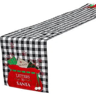 Handgefertigter Tischläufer Aus Stoff Für Weihnachten – Schwarz-weiß – 33 X 180 Cm