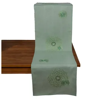 heimtexland Läufer Tischdecke Leinen-Optik Bestickt Deko Esszimmer Serie Pusteblume Tischwäsche Stickerei Blumen Ornamente Deckchen Typ887 Tischläufer 40x90 cm Mint