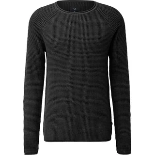 Grobstrickpullover mit Wascheffekt und Rollkante - schwarz - S