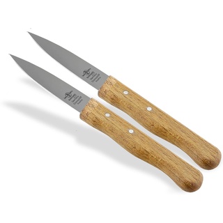 Gemüsemesser Solingen Schälmesser 2er Set Buche Holzgriff Made in Germany Allzweckmesser Universal Messer mit Rostfreier Mittelspitzer Messerklinge Obstmesser zum Schneiden Schälen von Obst und Gemüse