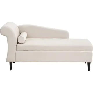 Beliani Linksseitige Chaiselongue LUIRO Samtstoff Beige mit Stauraum