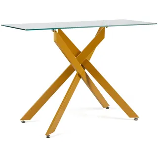 Modern Glass Console Table With Gold Metal Legs