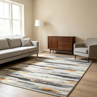Tinyboy-hbq Teppich Wohnzimmer Schlafzimmer Kurzflor Moderner Teppich Weich rutschfest Streifenmuster Abstrakt Teppiche Groß (Mehrfarbig, 120 x 160 cm)