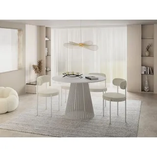 WFL GROUP Esstisch Rund Ausziehbar 100 bis 180 cm grau-beige