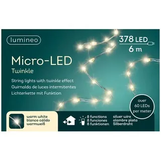 Lumineo LED Lichterkette 6 m Silber Warmweiß