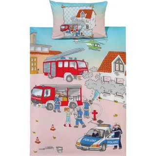 Erwin Müller Kinderbettwäsche Kinder-Bettwäsche "Polizei & Feuerwehr", Renforcé, Motiv bunt