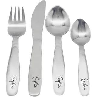 LAUBLUST Kinderbesteck mit Gravur - 4-teiliges personalisiertes Besteck für Baby - Niers Motiv - Esslernbesteck Edelstahl Personalisiert