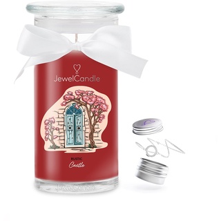 JuwelKerze Rustic Castle Armband Silber - große Schmuckkerze 80 Std - Duftkerze mit würzigem Duft - Kerze mit Schmuck - Geschenke für Frauen, Geburtstag