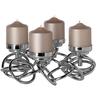 Kerzenleuchter FINK "SONETTE" Kerzenhalter Gr. H: 18 cm, silberfarben Windlichter Laternen Adventskranz, Leuchterkranz, 4-flammig, vernickelt, mit Glas