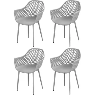 buybyroom Esszimmerstühle 4er Set, Stuhl Esszimmer mit Armlehne mit Metallbeinen Verstellbares Fußpedal für Esszimmer, Wohnzimmer, Küche und Schlafzimmer, Grau