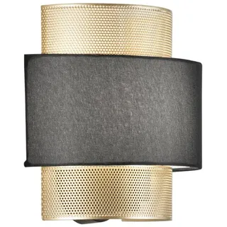 Luce Ambiente Design LED Wandleuchte Metall Wabenmuster & Stoff, Breite 25cm, Dimmfunktion, LED wechselbar, Warmweiß, Wandlampe mit E27 Leuchtmittel für indirekte Wand-Beleuchtung innen goldfarben|schwarz
