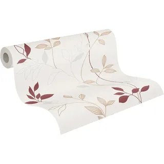 A.S. Création Vliestapete Floral Blätter Ranken Cremeweiß/Beige/Rot 10,05 x 0,53 m 2497-39