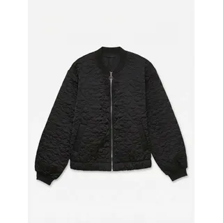 Blouson VERO MODA "VMCARA BOMBER WVN NOOS", Damen, Gr. XS, schwarz (schwarz detail:silber zipper), Web, Obermaterial: 96% Polyester, 4% Elasthan, unifarben, normal, elastischer Bund, Jacken Blouson, Materialmix, gesteppte Details