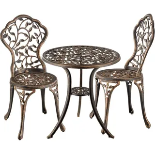 Tectake Bistroset 3-tlg. Schwarz/Grau