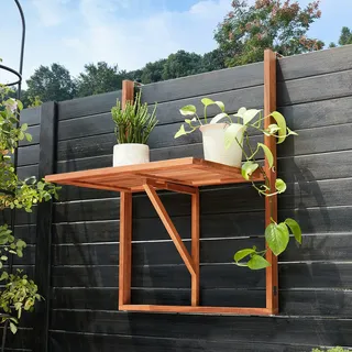 CASARIA Balkonhängetisch 65 x 45 x 87 cm braun klappbar