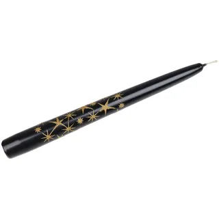 Spitzkerze Glitzersterne Schwarz 240/24 mm, Weihnachtskerzen von Steinhart Kerzen in RAL-Kerzen Güte Qualität
