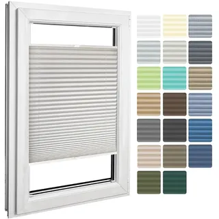 Home-Vision Premium Plissee zum Anschrauben in der Glasleiste (Grau B75cm x H120cm) Blickdichtes Fensterrollo mit Halterungen zum Bohren Sonnenschutz Jalousie für Fenster & Türen