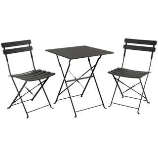 Garten-Set Ponte aus Aluminium, klassischer Stil, schwarz, klappbar für 2 Personen