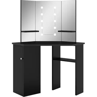 Maison Exclusive - Eck-schminktisch Mit Led Schwarz 111x54x141,5