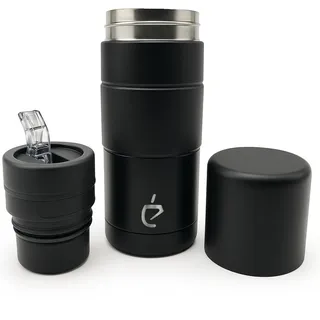 UN MATE Yerba Mate Becher Set – 3-in-1 Automate Matermo aus Edelstahl 500 ml – Thermobecher mit Bombilla und Filter – Mate Thermosflasche für unterwegs – Schwarz, BPA-frei