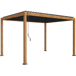 LECO Lamellenpergola Deluxe 3 m x 4 m Holzoptik