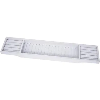 Decopatent® Bambus-Badewannenablage für den Einsatz über der Badewanne- 70 cm lang - Badetablett - Badebrett - Badewannenbrücke - Holz - Badetisch - Farbe: Weiß