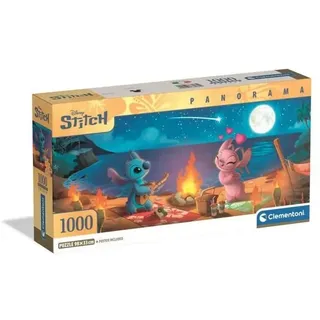 Clementoni Puzzle Panorama Disney Stitch 1000 Stücke, Compact Box - Puzzle für Erwachsene 14-99 Jahre, Geschenk für Mann und Frau, Made in Italy, 37061