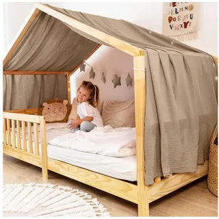 lilimaus Hausbett Himmel [in 12 Farben] Betthimmel Hausbett aus 100% Baumwolle Musselin - Stoffhimmel für Hausbett Deko Mädchen & Jungen - Himmel für Hausbett Kinder - Bett Vorhang Kinderbett
