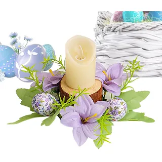 Osterkerzenringe Kränze, 20 cm kerzenringe Für Stabkerzen, Künstliche Blumenkränze Kerzenkränze, Blütengirlande Frühlingskranz, Stabiler Tischaufsatz Für Das