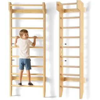 COSYLAND Sprossenwand aus Holz mit Klimmzugstange | Indoor Kletterwand für Kinder & Erwachsene, Turnwand für Kinderzimmer & Fitness, Türrahmen-Montage, Wall Bars Grundlage