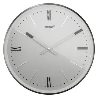 Mebus Wanduhr 19780, Kunststoff, analog, Quarzuhr, Ø 25 cm, anthrazit, lautlos