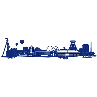 plot4u Wandsticker Gelsenkirchen Skyline Schalke Stadt Dekoration Deko Fanartikel Silhouette 190 x 42cm königs blau