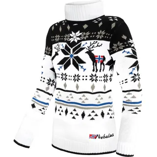 Nebulus Damen Norweger Strickpullover Stag, lässiger Pullover, vielseitig, weiß - L/40 - L