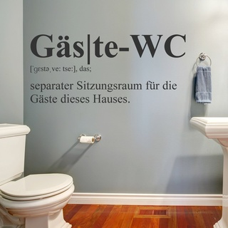 DESIGNSCAPE® Wandtattoo Gäste-WC Definition - Wandtattoo Gästetoilette | Farbe: dunkelgrau | Größe: klein (50 x 22 cm)