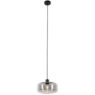 QAZQA Bizle 1-flg. E27 30 cm rund schwarz mit Rauchglas