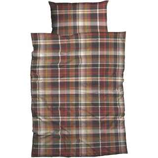 Casatex Silan kariert Baumwolle Braun/Rot 155 x 220 cm + 2 x 80 x 80 cm