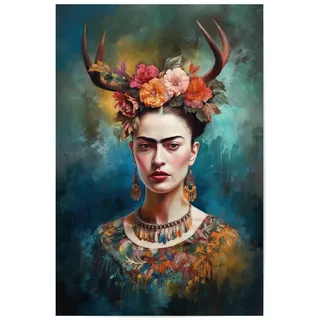 artboxONE Poster 75x50 cm Floral Frida Floral Love - Bild wandbild Frida Kahlo