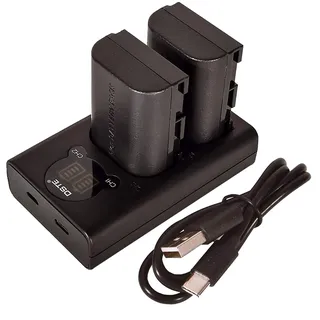 DSTE 2X Full Coded LP-E6N Ersatz Batterie + Dual USB-Ladegerät mit LCD-Display Kompatibel mit LP E6N, Canon EOS 5C, EOS R, EOS R5, EOS R6, XC10, XC15 Kameras as LP-E6
